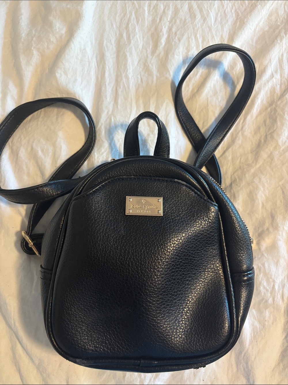 kate spade Black Pebble Leather Mini Backpack Purse